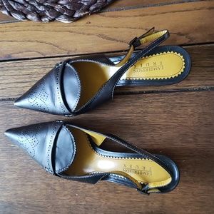 Sling back dark brown dress shoe